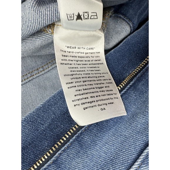 Good American Jumpsuit Womens 7 (4XL) Plus Blue Denim Short Sleeve Zip Utility - Picture 11 of 14